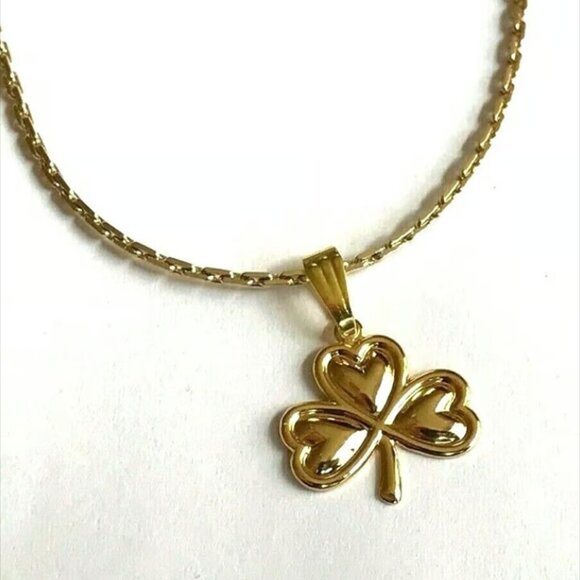 Irish Shamrock Necklace 24" X-Long Celtic St Patricks Day Gold Plated Pendant - Picture 6 of 8